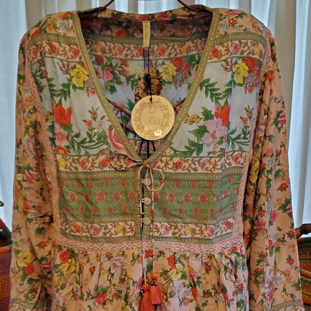 X Large Tulle and Batiste Miriam Boho Blouse